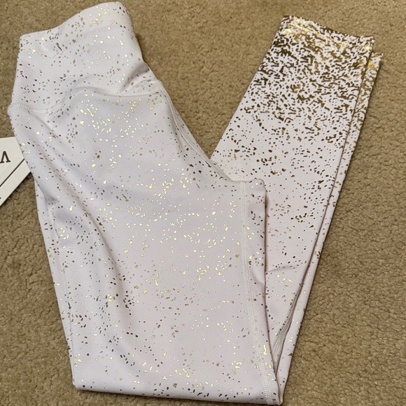 Vizio Pants - Vizio White Leggings with Gold Accents